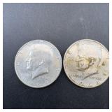 (2) 1964 silver Kennedy half dollars, 90% silver