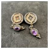 Native American sterling silver purple amethyst ea