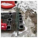 Assortment Of Various Fence Posts And Metal Bar.