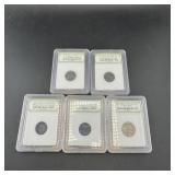 Lot Of 5 Slabbed Coins Mixed Dates And Types
