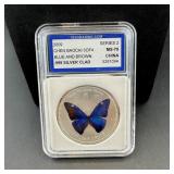 2009 .999 Silver Clad China Blue And Brown Series