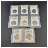 Lot Of 8 Slabbed Kennedy Half Dollars Various Date