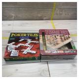 Game night lot. Poker tiles board game and leather