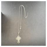 Sterling Silver Cross Necklace. Measures Approx. 2
