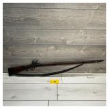 Flintlock Musket Rifle; 37-38in Barrel W/ Leather