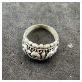 Sterling silver filigree ring, size 9 3/4. Marked