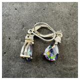 Sterling silver fire opal earrings. Marked .925. W