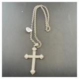Sterling silver cross necklace. Measures approx. 1