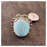 Sterling silver turquoise ring, size 3 1/2. Weight