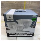 Appetti 3-piece Batter/ingredient Bowl Set With St