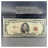 1963 $5 Red Seal United States Note. Serial Number