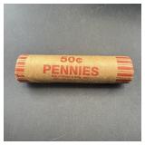 50-cent Wheat Penny Roll With 1943 Mercury Dime An