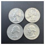 (4) 1964 Silver Washington Quarters, Higher Grade