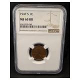 1947 Lincoln Wheat Cent Ngc Ms65 Red