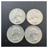 (4) 1964 Silver Washington Quarters, Higher Grade