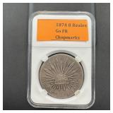 1874 Mexico 8 Reales Silver Coin.