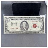 1966-a $100 Red Seal United States Note. Serial Nu