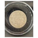 1928 Mexico 20 Centavos Silver Coin In Case