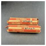 (2) 50-count Wheat Cent Rolls (100 Wheat Cents Tot