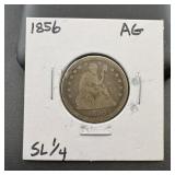1856 Seated Liberty Silver Quarter - Small Letters