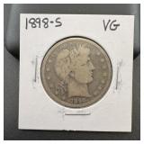 1898-s Barber Silver Half Dollar