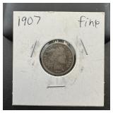 1907 Barber Silver Dime