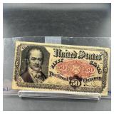 1875 50-cent fractional currency note