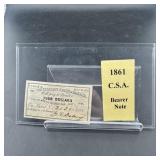 1861 Confederate States $4 bearer note