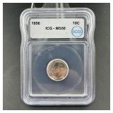 1956 Roosevelt Silver Dime, ICG graded MS66