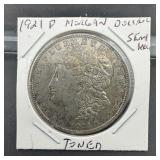 1921-d Morgan Silver Dollar, Semi-key Date, Toned