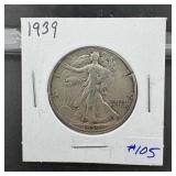 1939 Walking Liberty Half Dollar - 90% Silver