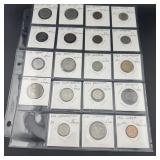 World coin collection, 19 coins on album page