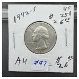 1942-S Washington Quarter - looks "AU"
