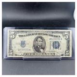 1934-D $5 Silver Certificate, no motto