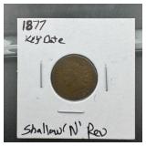 1877 Indian Head Cent, Key Date, shallow obverse a