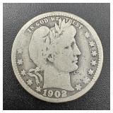 1902 Barber Silver Quarter