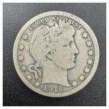 1916 Barber Silver Quarter