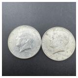 (2) 1964 Kennedy Silver Half Dollars, 90% Silver,