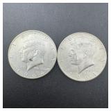 (2) 1964 Kennedy Silver Half Dollars, 90% Silver,