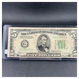 $5 1934A Legal Tender Note (#G96250045A)