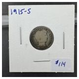 1915-S Barber Dime - Key Date w/low mintage!
