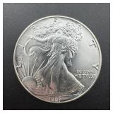 1987 $1 American Silver Eagle, One Ounce Fine Silv