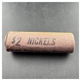 $2 Nickel Roll, 1902 Liberty Head V Nickel face co