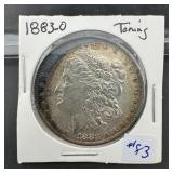 1883-O Morgan Dollar - Crescent toning obj, full t