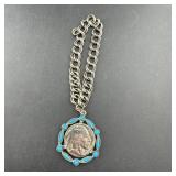 Vintage Buffalo Nickel silver and turquoise bracel