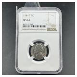 1944-S Jefferson War Nickel, 35 percent silver, NG