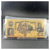Rare 1861 $20 confederate note - excellent conditi