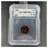 1966 SMS Lincoln Cent, ICG graded MS67RD