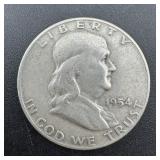1954-d Franklin Silver Half Dollar