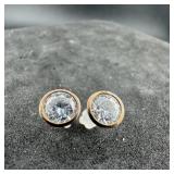 Kiera Sterling Silver Cz Earrings, Marked 925. Wei